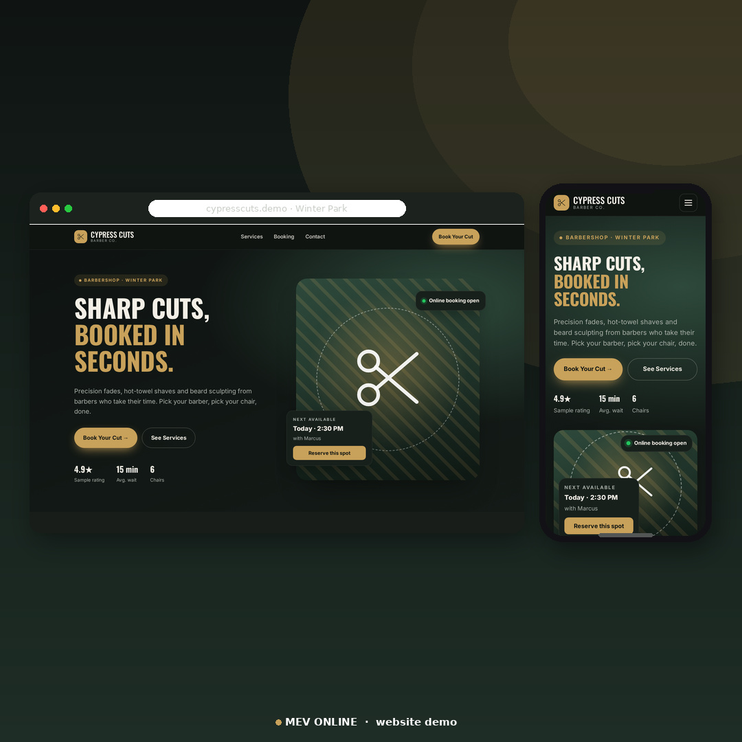 Cypress Cuts barber website demo
